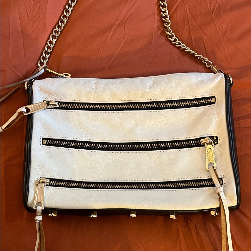Rebecca Minkoff Cream Crossbody Bag with Gold Accents